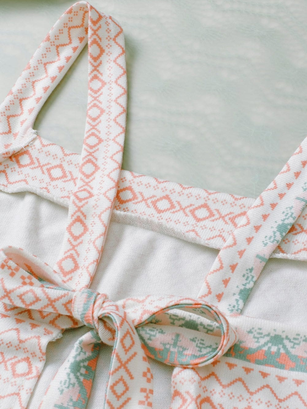 Western Style White Aztec Print Tie Back Tank Top