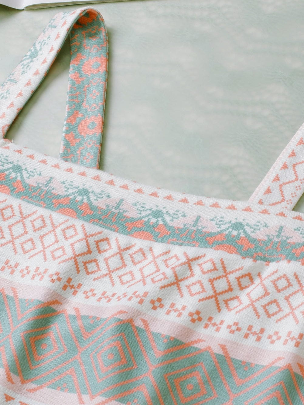 Western Style White Aztec Print Tie Back Tank Top