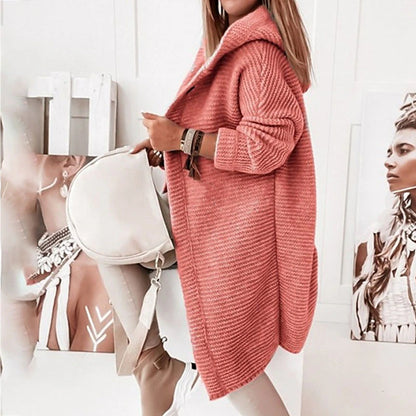 Women's Cardigan Sweater Jumper Knit Button Knitted Solid Color Hooded Stylish Casual Daily Weekend Winter Fall Green Pink S M L / Long Sleeve / Regular Fit