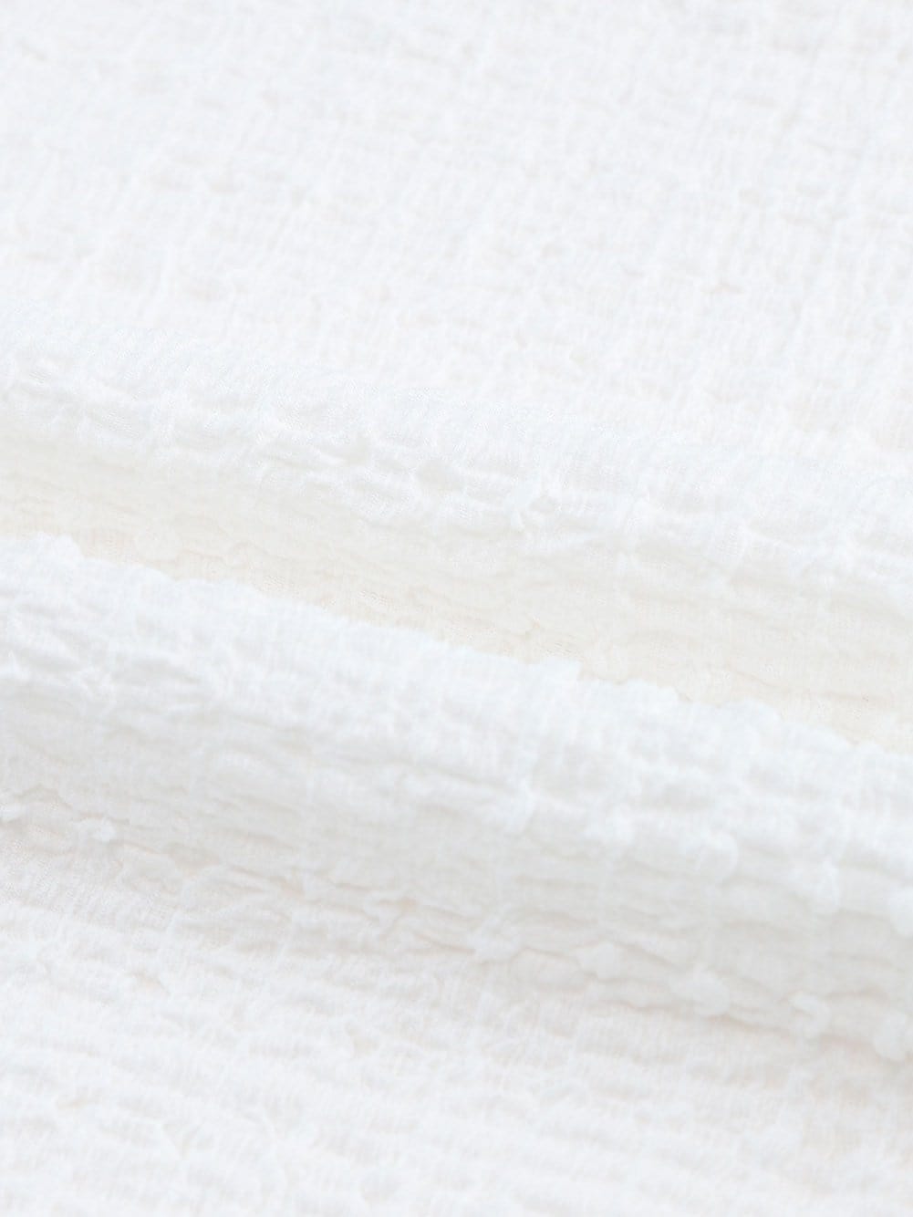 White Abstract Textured Puff Sleeve Statement Top