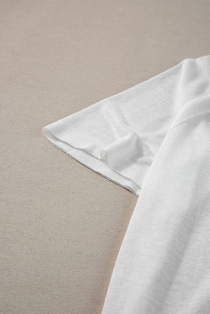 White Chic Exposed Seam Loose Fit Tee with Pocket