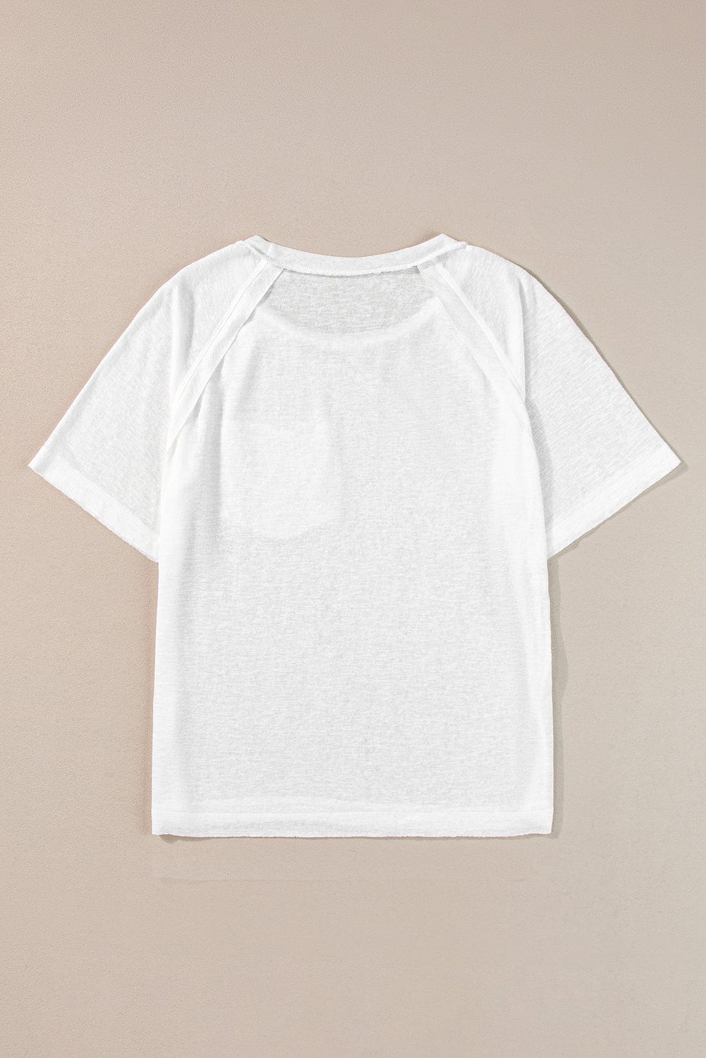 White Chic Exposed Seam Loose Fit Tee with Pocket