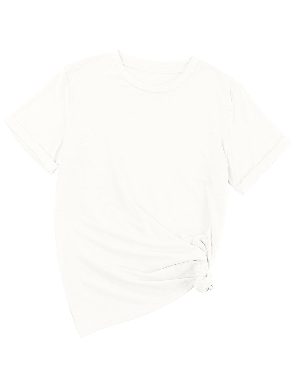 White Classic Round Neck Tee - Breathable Casual Style