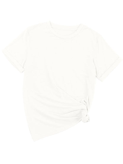 White Classic Round Neck Tee - Breathable Casual Style