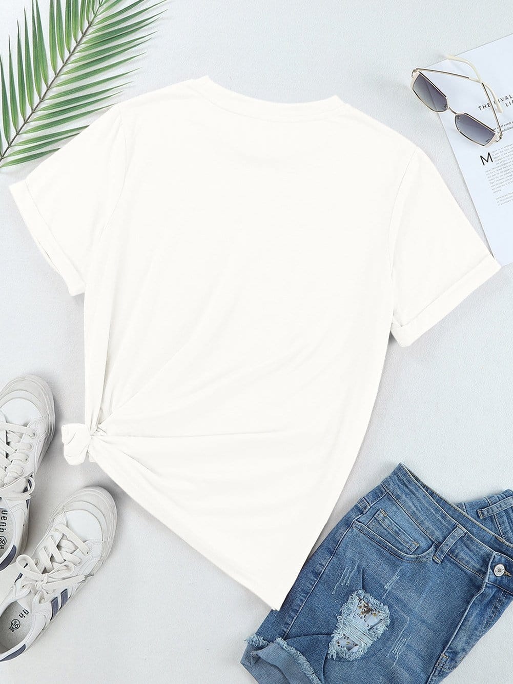 White Classic Round Neck Tee - Breathable Casual Style