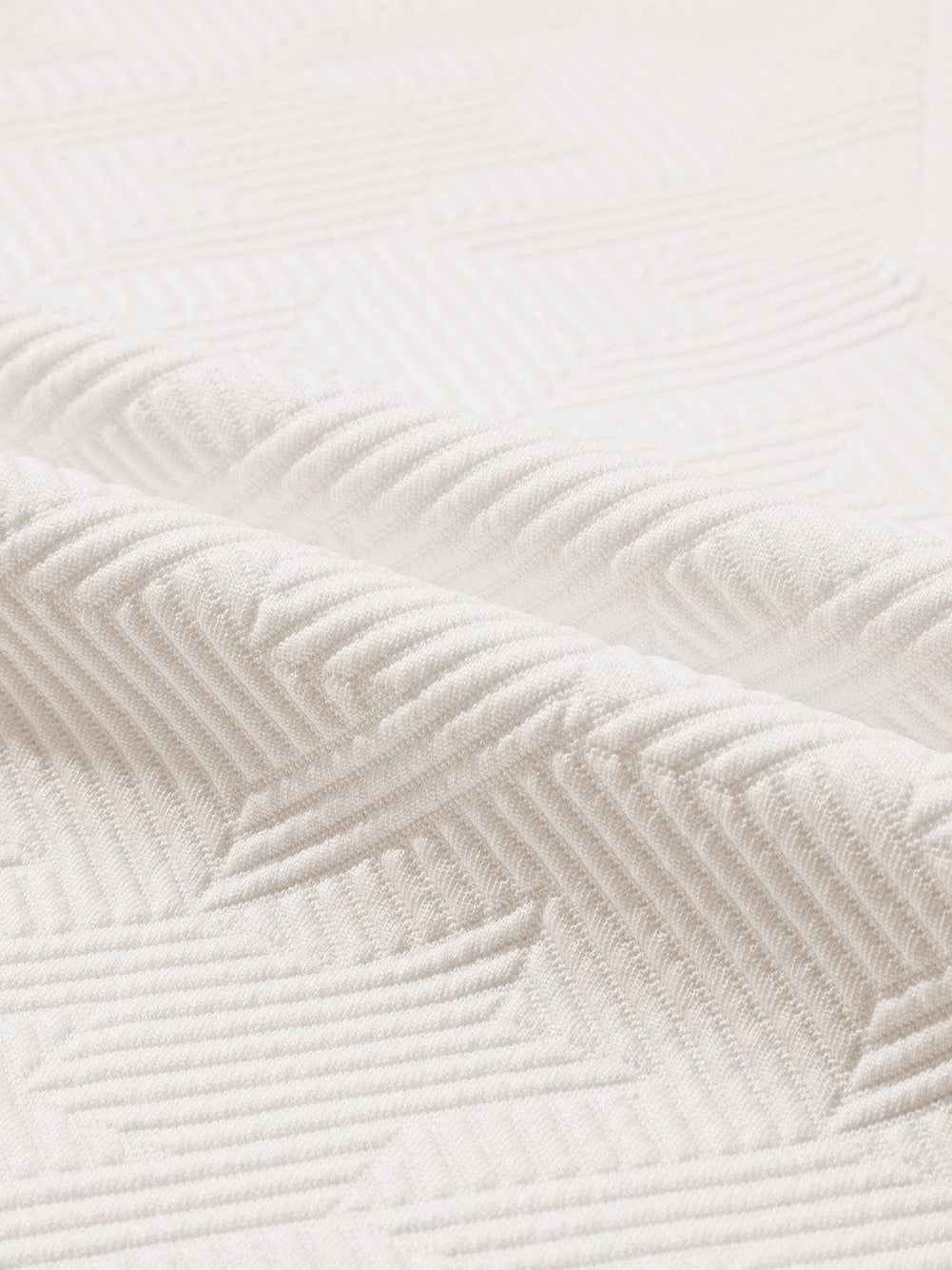 White Collared V Neck Textured Top with Short Sleeves