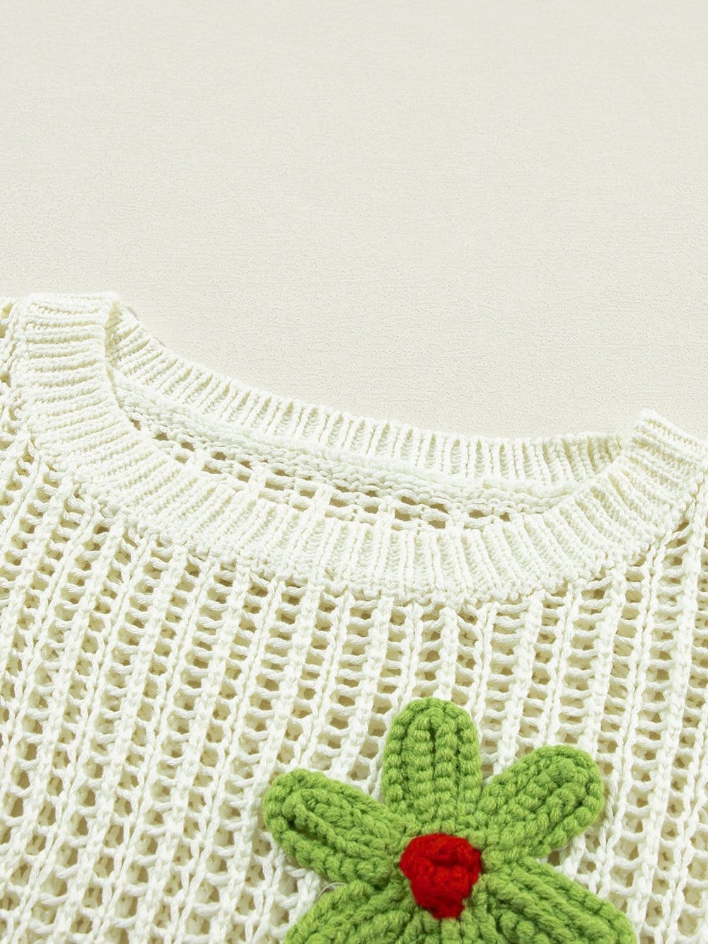 White Crochet Floral Hollow-out Summer Sweater Tee