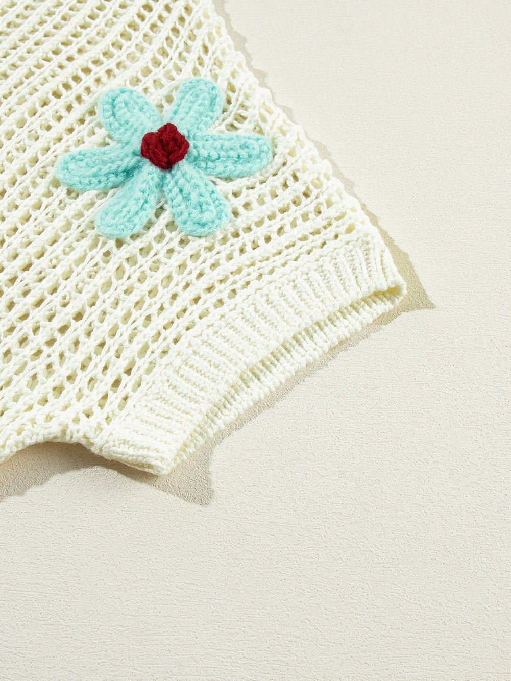 White Crochet Floral Hollow-out Summer Sweater Tee
