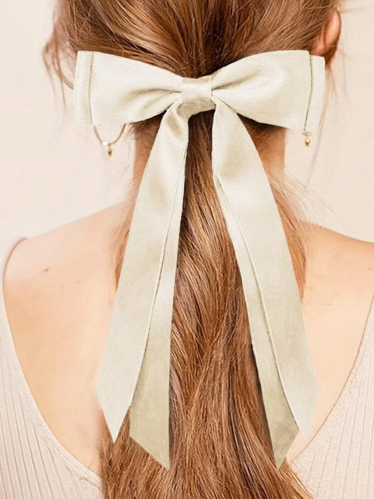 White Double Bow Knot Alligator Hair Clip