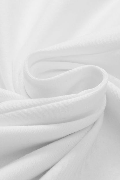 White Drawstring Side Short Sleeve Crew Neck Tee