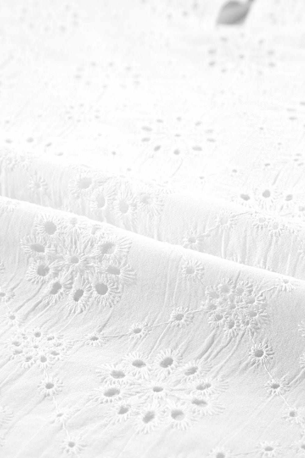 White Eyelet Embroidered Flutter Sleeve Cotton Blouse