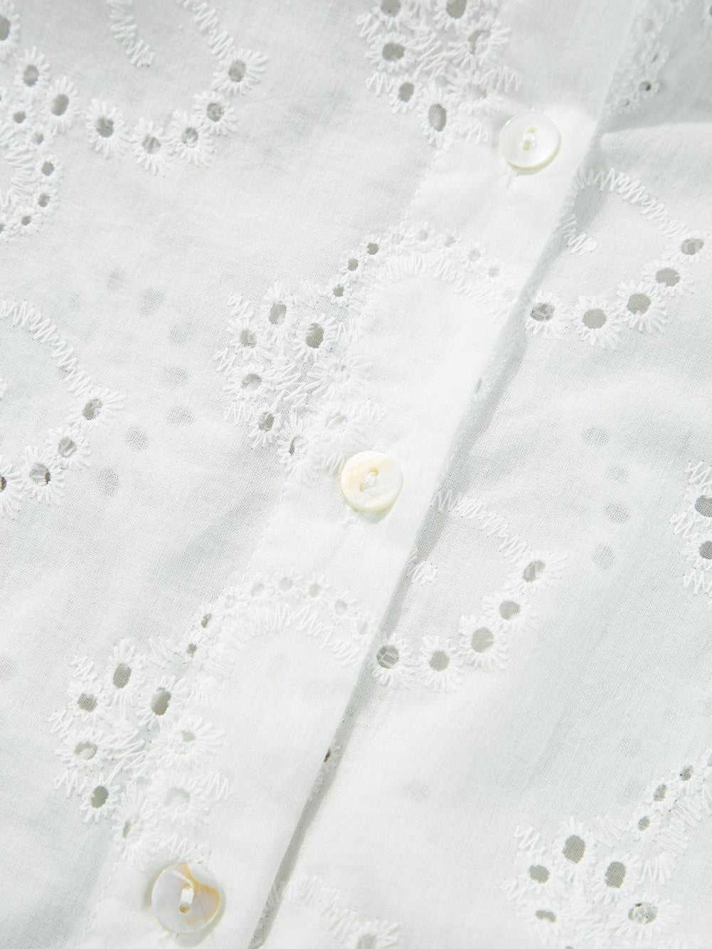 White Eyelet Floral Babydoll Shift Dress