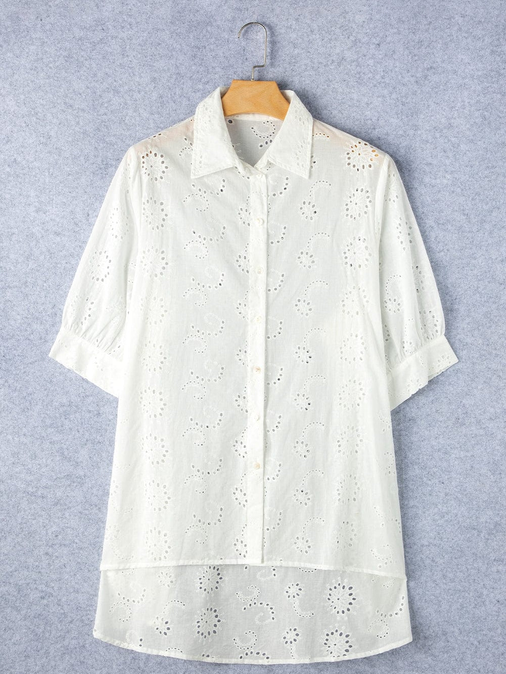 White Eyelet Floral Babydoll Shift Dress