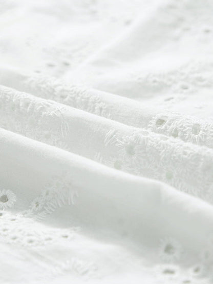 White Eyelet Floral Babydoll Shift Dress