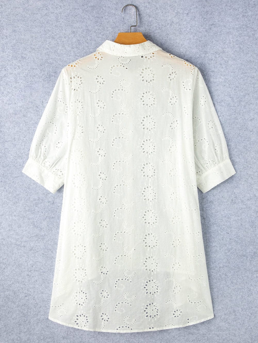 White Eyelet Floral Babydoll Shift Dress