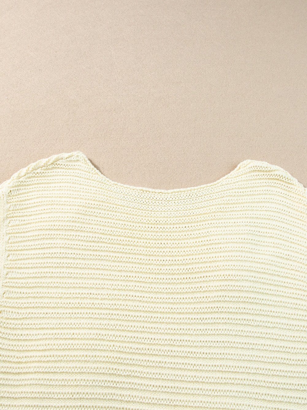 White Floral Crochet Sleeveless Knit Top with Round Neck