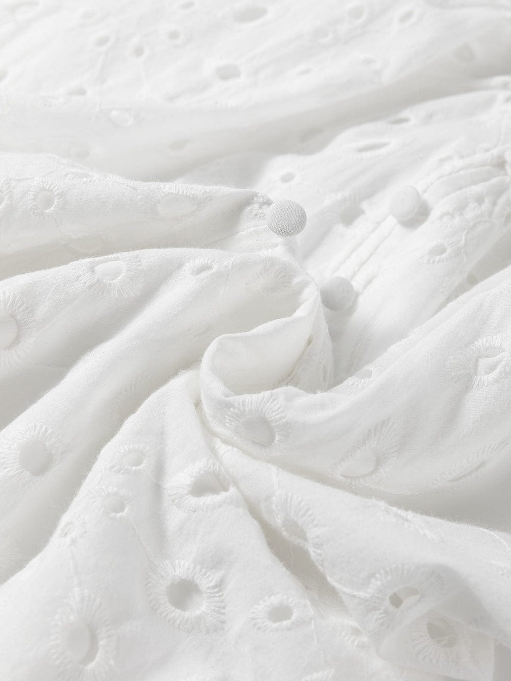 White Floral Embroidered Sheer Puff Sleeve Top