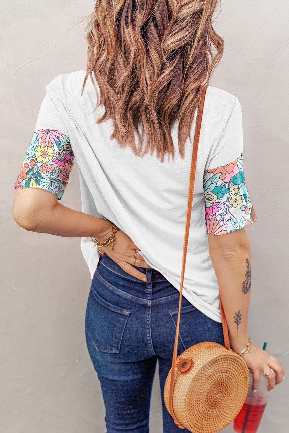 White Floral Patchwork Short Sleeve Tee - Southern Belle Style