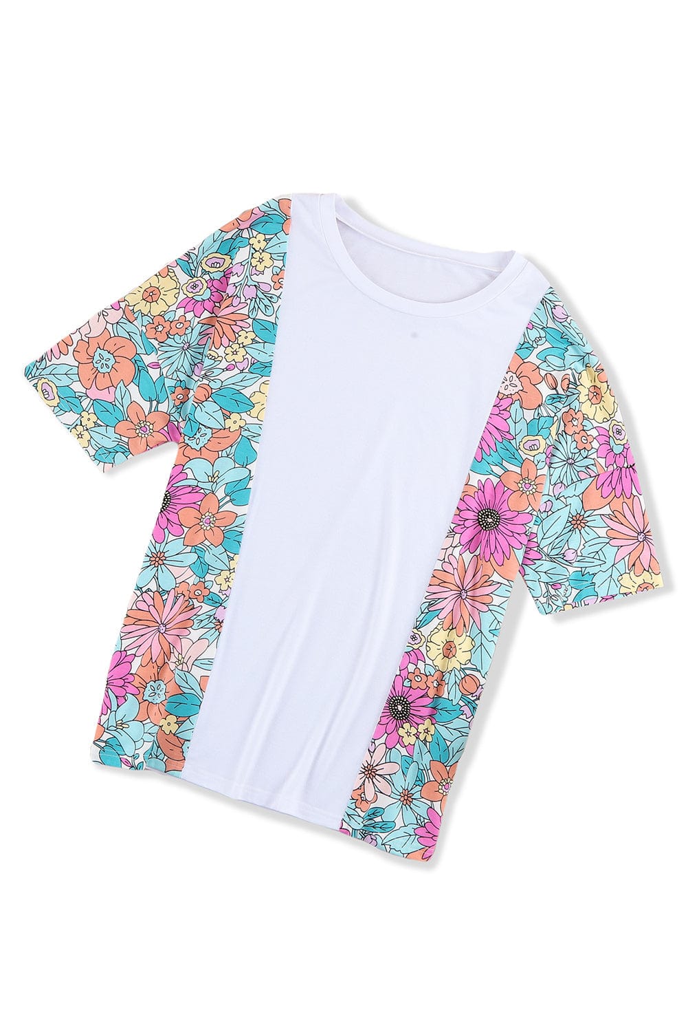 White Floral Patchwork Short Sleeve Tee - Southern Belle Style