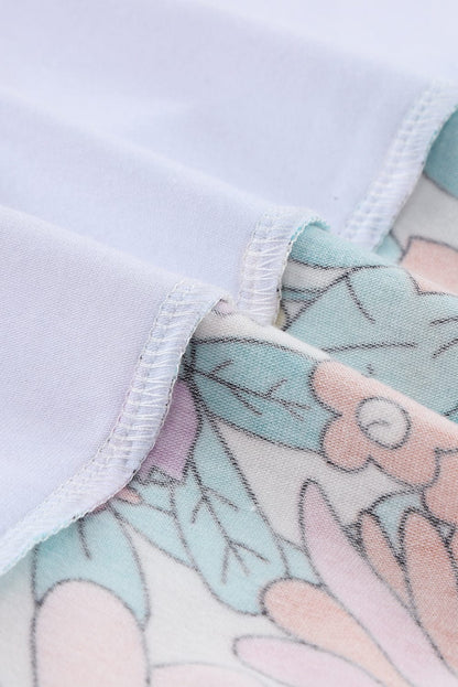 White Floral Patchwork Short Sleeve Tee - Southern Belle Style