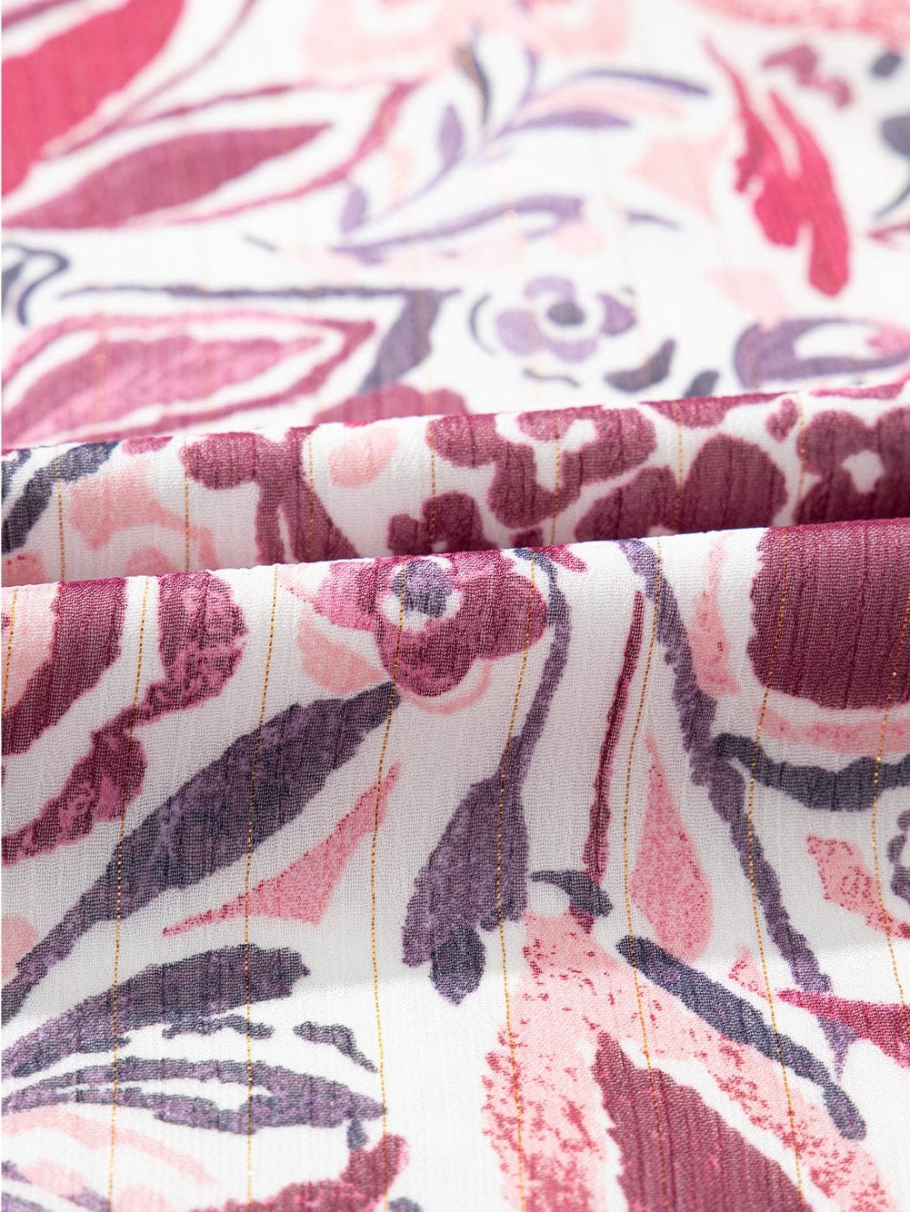 White Floral V-Neck Blouse with Ruffled Sleeves