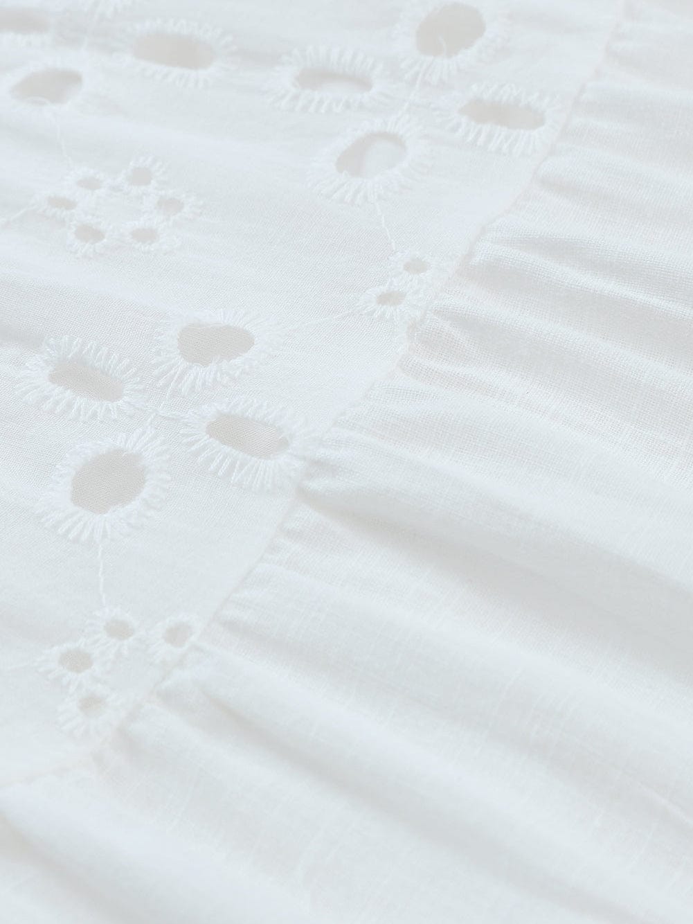 White Frill Embroidered Sleeveless Babydoll Dress