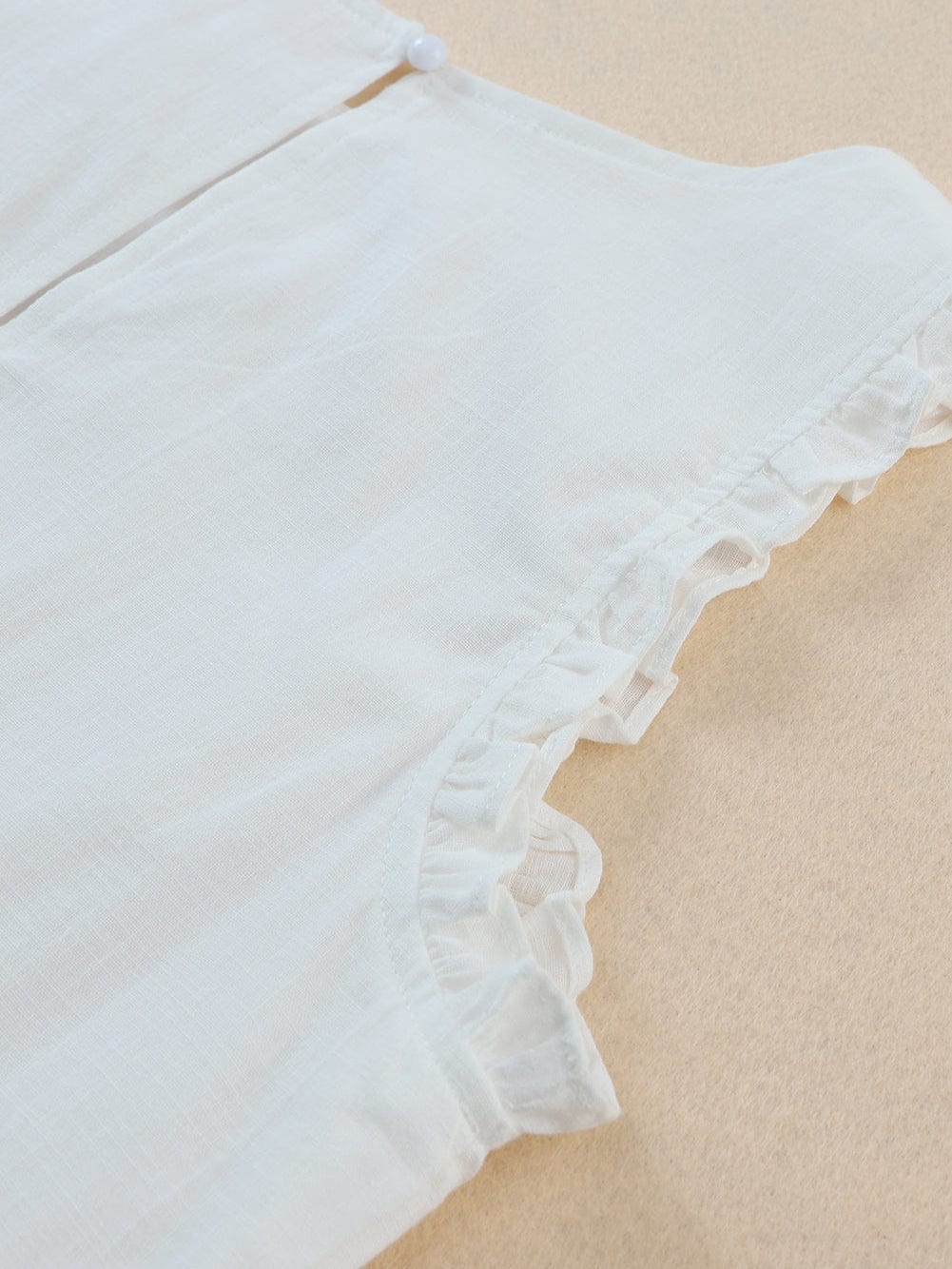 White Frill Embroidered Sleeveless Babydoll Dress