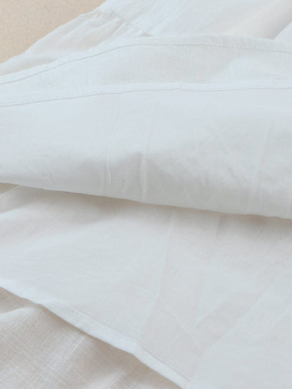 White Frill Embroidered Sleeveless Babydoll Dress