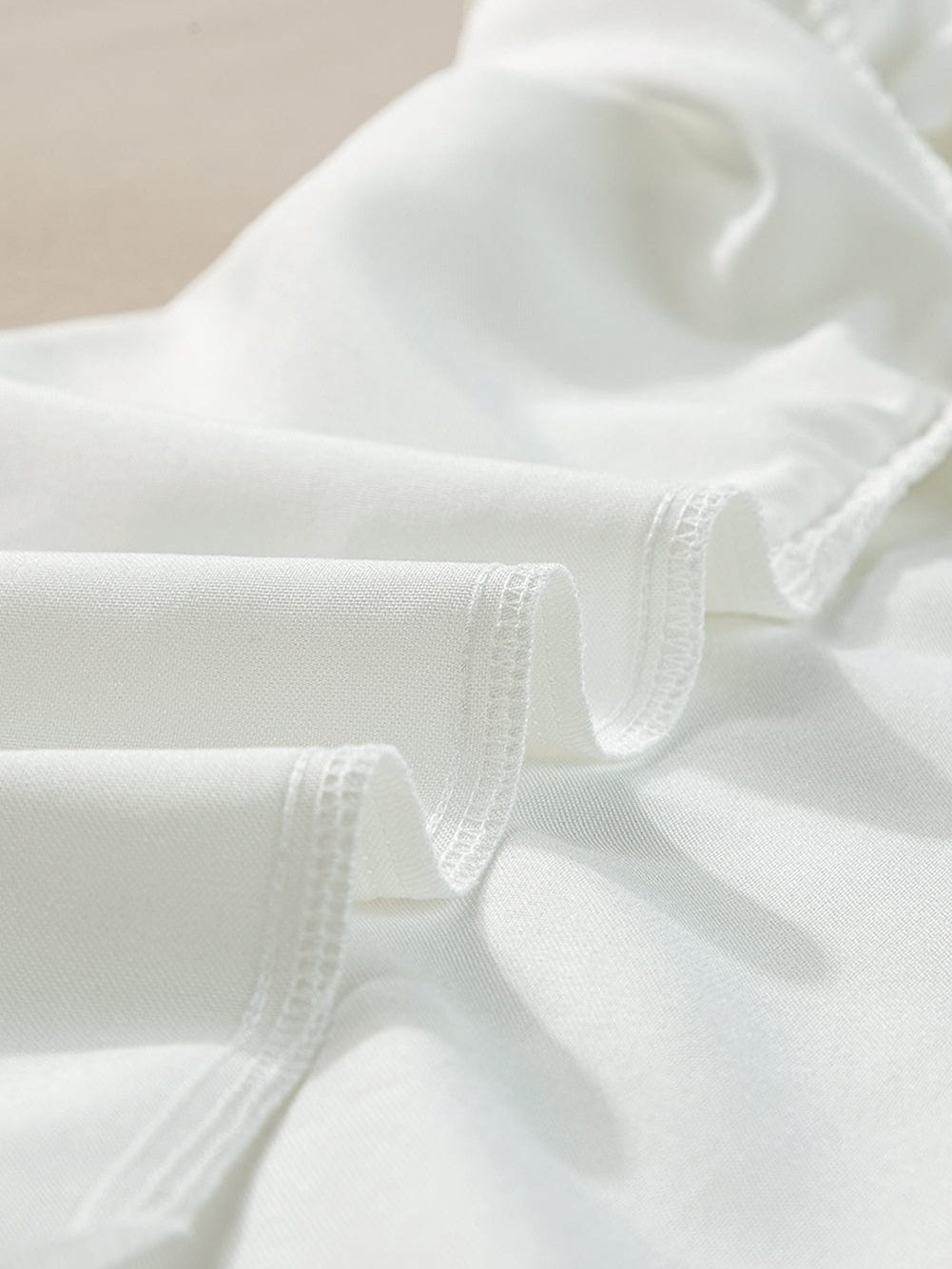 White Frilled Ruffle Sleeve Top with Scalloped Hem