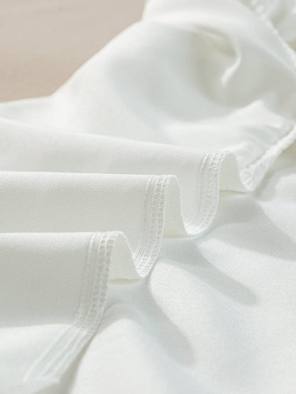 White Frilled Ruffle Sleeve Top with Scalloped Hem