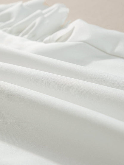 White Frilled Ruffle Sleeve Top with Scalloped Hem
