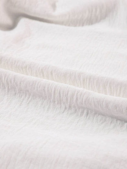 White Mini Shirt Dress with Half Puff Sleeves