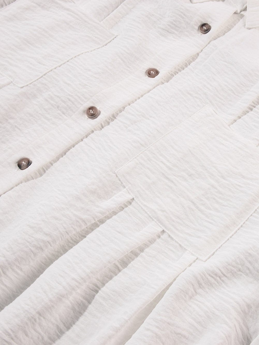 White Mini Shirt Dress with Half Puff Sleeves