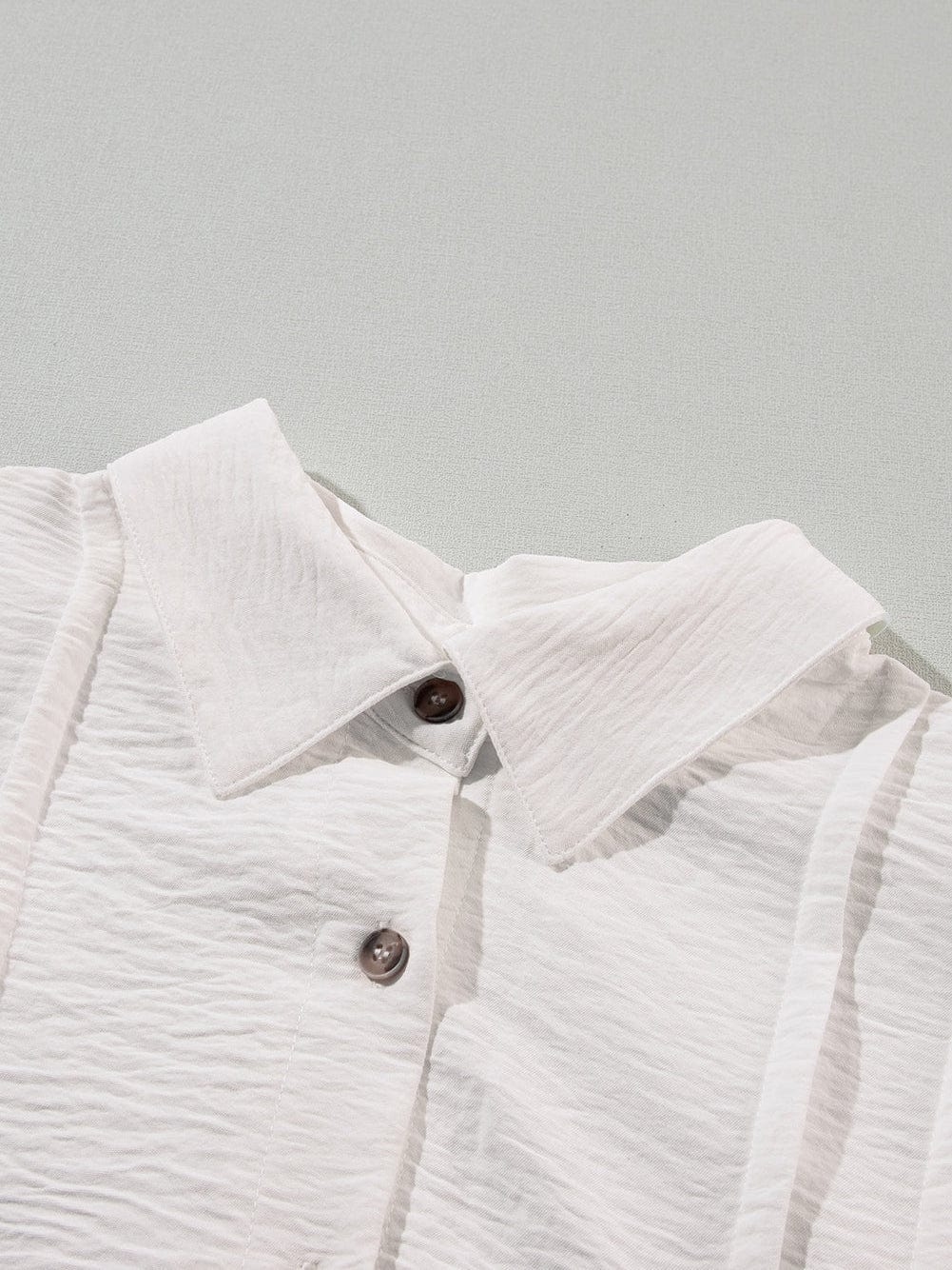 White Mini Shirt Dress with Half Puff Sleeves