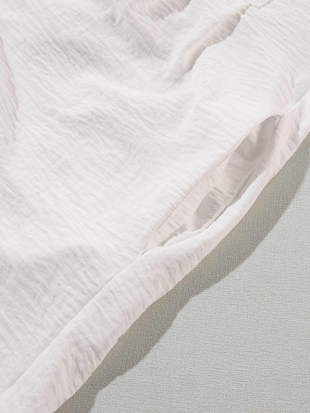 White Mini Shirt Dress with Half Puff Sleeves