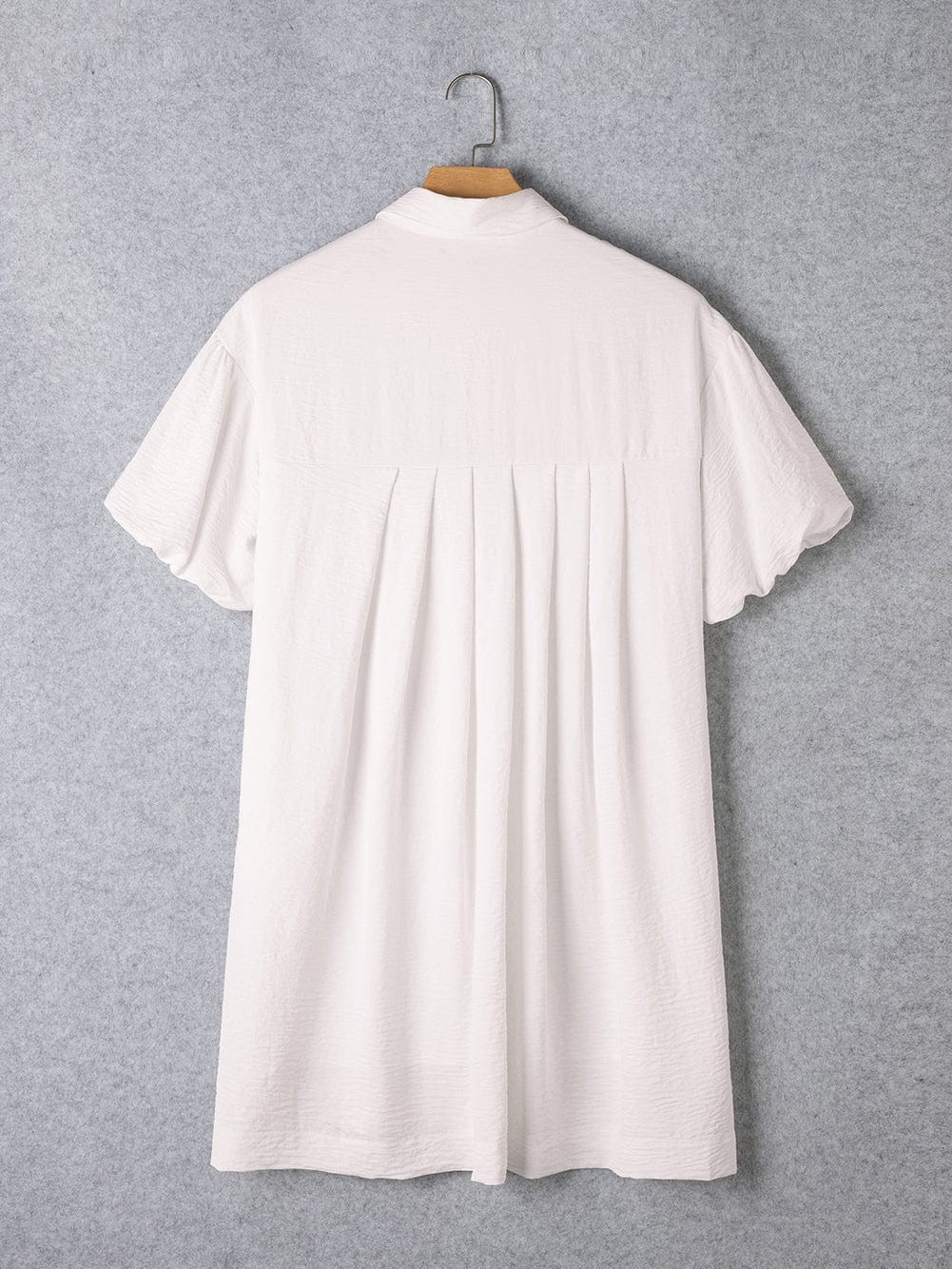 White Mini Shirt Dress with Half Puff Sleeves