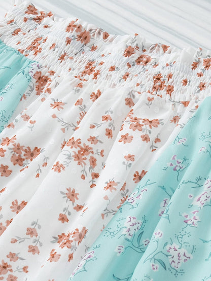 White Multi Floral Print Maxi Skirt