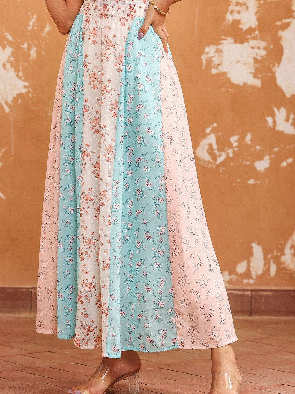 White Multi Floral Print Maxi Skirt