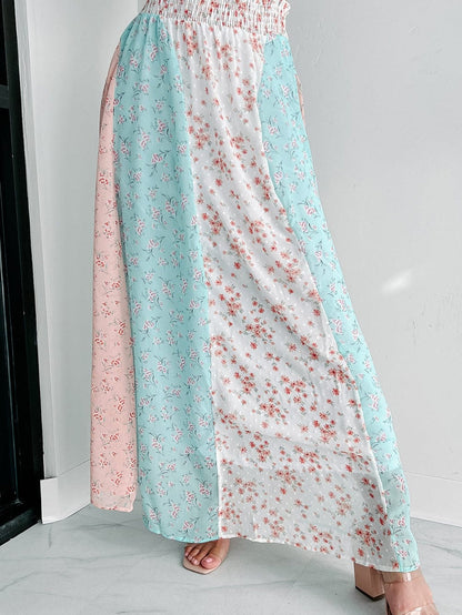 White Multi Floral Print Maxi Skirt