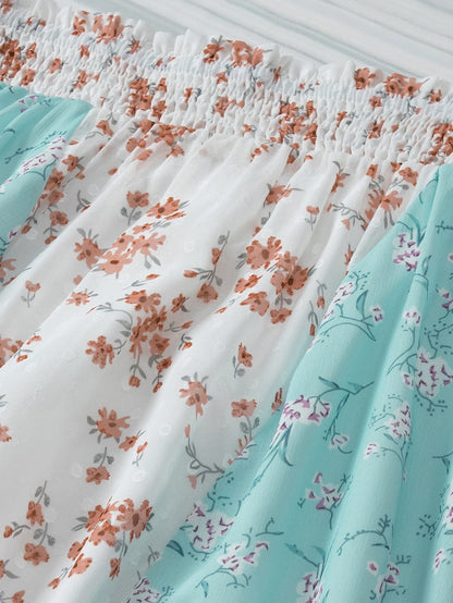 White Multi Floral Print Maxi Skirt