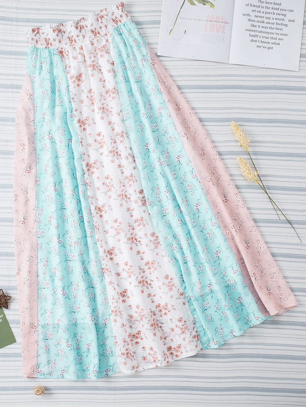 White Multi Floral Print Maxi Skirt