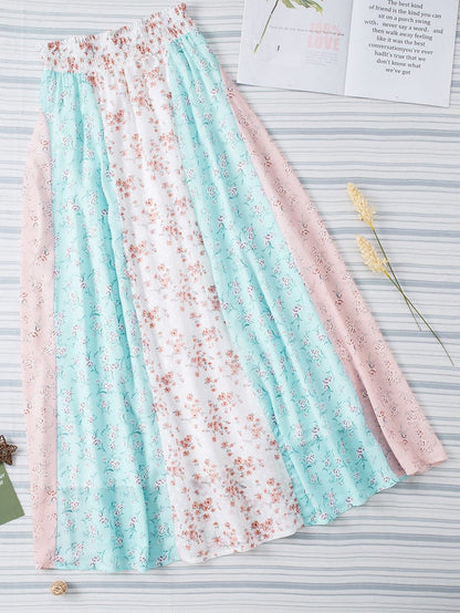 White Multi Floral Print Maxi Skirt