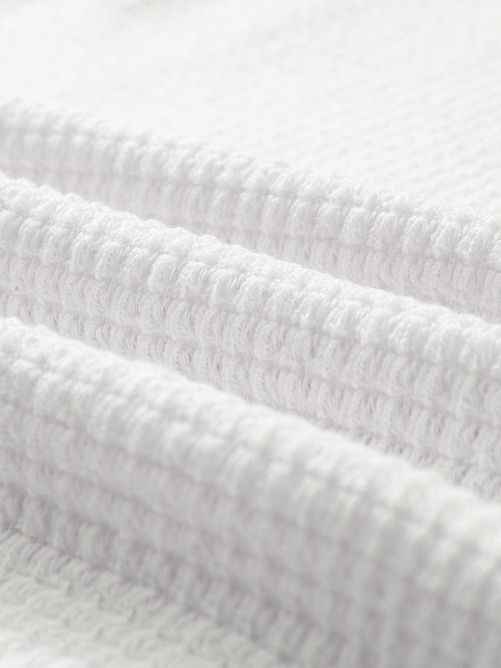 White Petal Sleeve Waffle Knit T-Shirt with V Neck