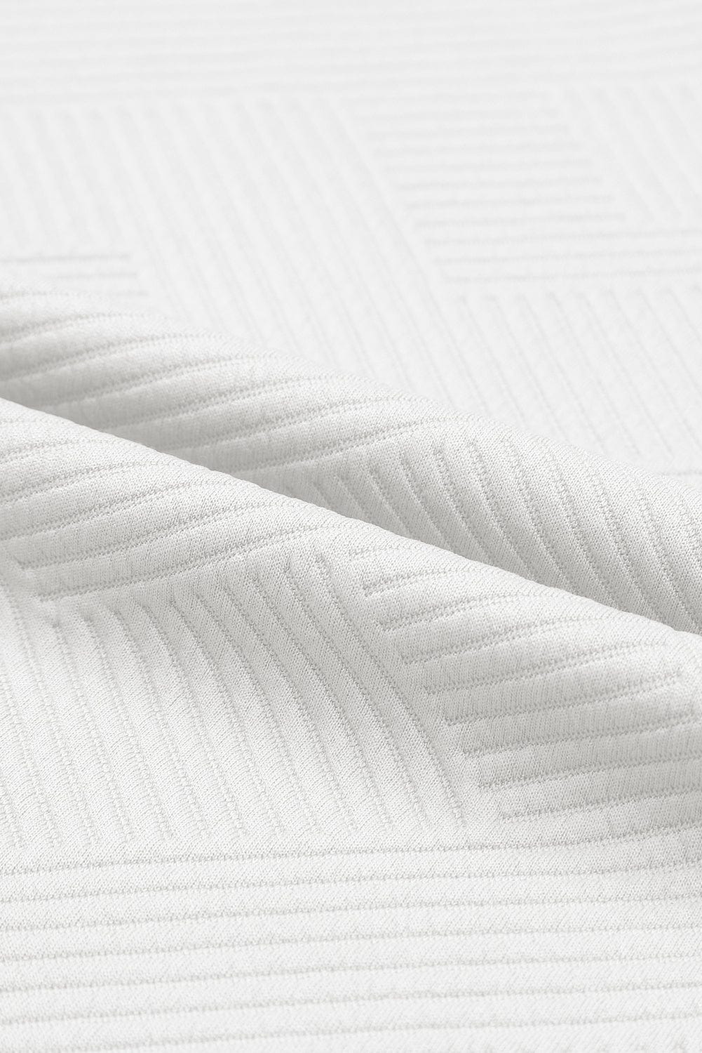 White Ribbed Casual Two Piece Set with Loose Fit T-Shirt and Drawstring Pants