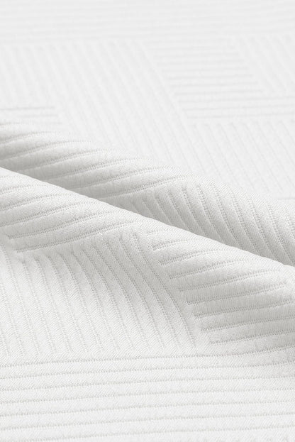 White Ribbed Casual Two Piece Set with Loose Fit T-Shirt and Drawstring Pants