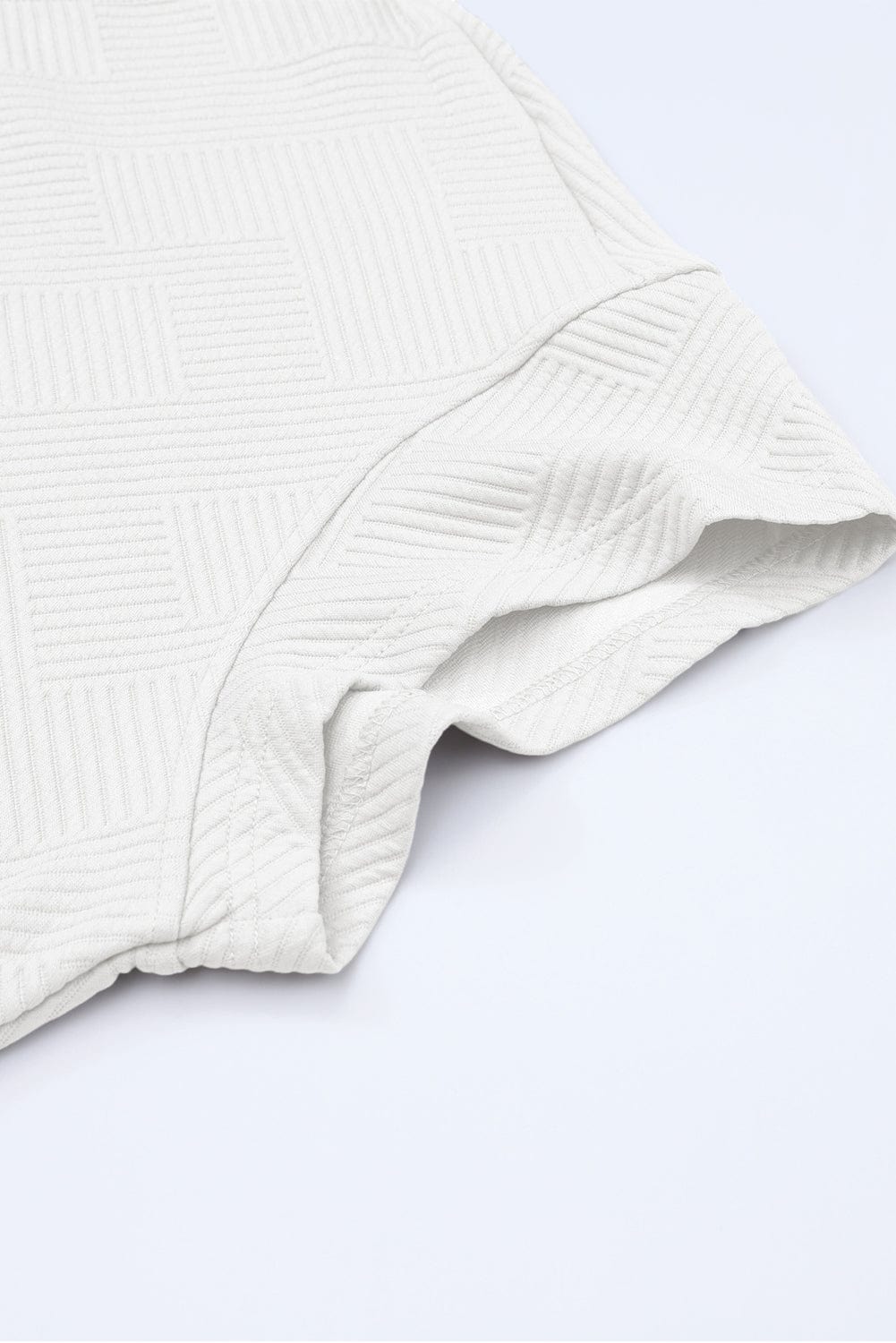 White Ribbed Casual Two Piece Set with Loose Fit T-Shirt and Drawstring Pants