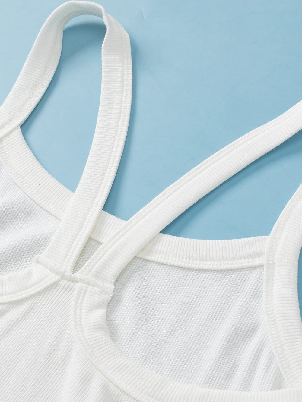 White Ribbed Crop Cami Top for Active Style