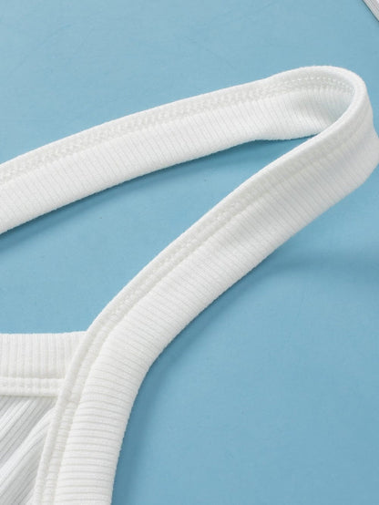 White Ribbed Crop Cami Top for Active Style