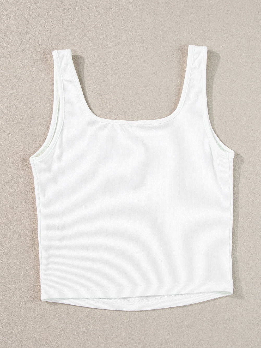 White Ribbed Square Neck Crop Top for Summer Fashion