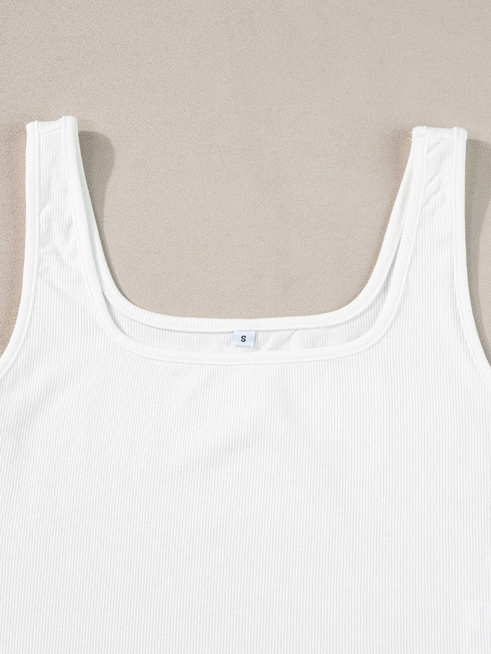 White Ribbed Square Neck Crop Top for Summer Fashion